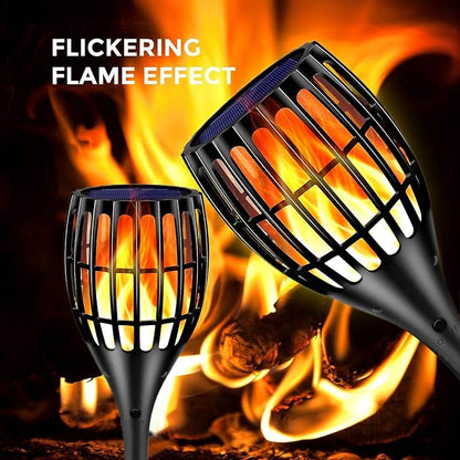 96 LED Solar Torch Lights 43" Waterproof Flickering Flame Lights | Realistic flickering flame, auto dusk-to-dawn, tool-free stake mount, all-weather durable, for garden patio lawn parties