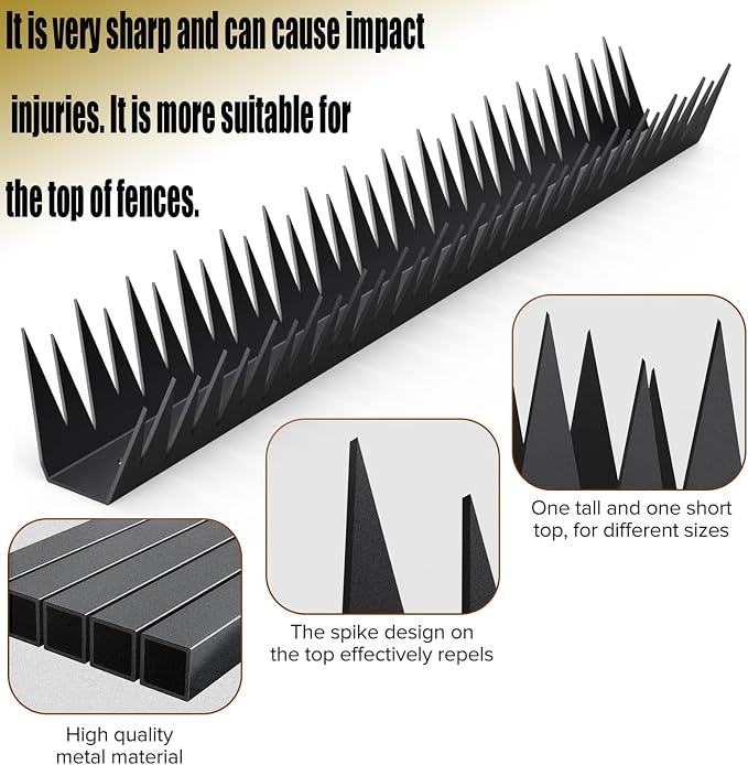 6PCS Metal Anti-Climb Fence Spikes, Durable Wall Guard for Home Security | and Animal Deterrent Spikes, Suitable for Home and Garden Fences, Fits Various Lengths - Heavy Duty.