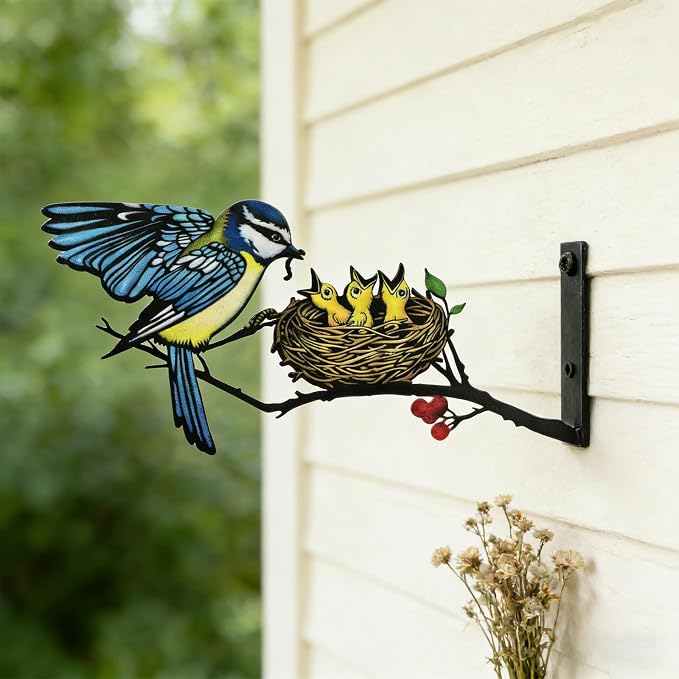 Metal Fledgling Wall Art Decor,Outdoor Wall Decor for Garden Fence Porch, Weatherproof Fence & Garden Decorations, Metal Yard Art for Patio Wall