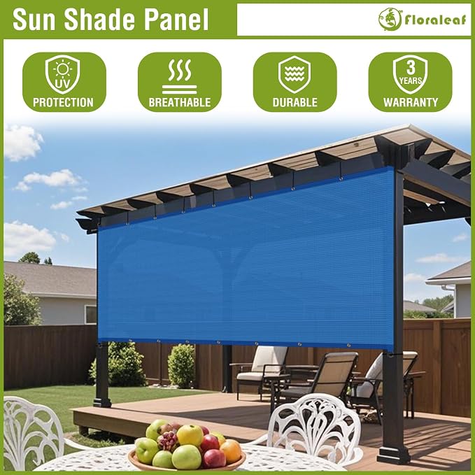 11' × 27' Pergola Shade Cover Universal Replacement Canopy Cover Outdoor Durable Fabric Sun Shade Cloth for Deck Patio Porch Backyard Gazebo with Grommets & Weighted Rods, Blue