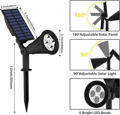 T-SUN Solar Spotlight LED Outdoor Wall Light, IP65 Waterproof, Auto-on at Night/Auto-Off by Day, 180°Angle Adjustable for Tree, Patio, Yard, Garden, Driveway, Stairs, Pool Area (Green)