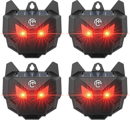Solar Coyote Deterrent Predator Lights - Nocturnal Animal Repeller with Red LED Flashing Lights for Chicken Coop, Yard & Garden Protection Against Raccoons, Foxes, Deer, Skunks, Hawks