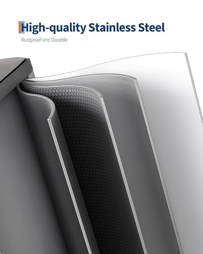 GarveeHome 3-in-1 Stainless Steel Recycling Trash Can, 3 x 4 Gallon (12 Gal Total) Triple Compartment Kitchen Garbage Bin with Soft-Close Step Lid, Hands-Free Waste Sorting for Home, Silver