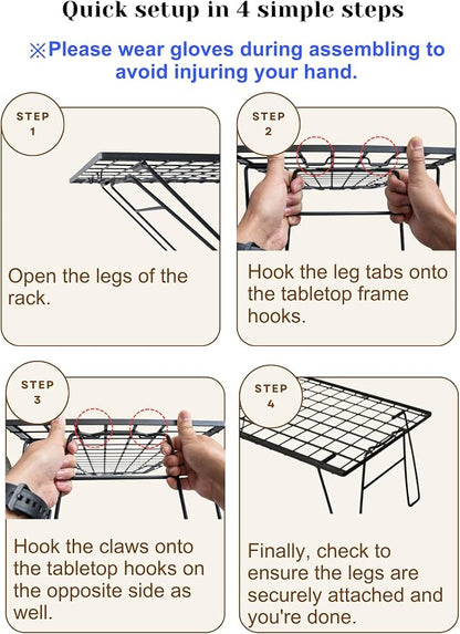 CAMPINGMOON Foldable Mesh Camping Rack Stackable Camp Storage Shelf Fire Pit Side Table Portable Outdoor Organizer Stainless Steel T-225A