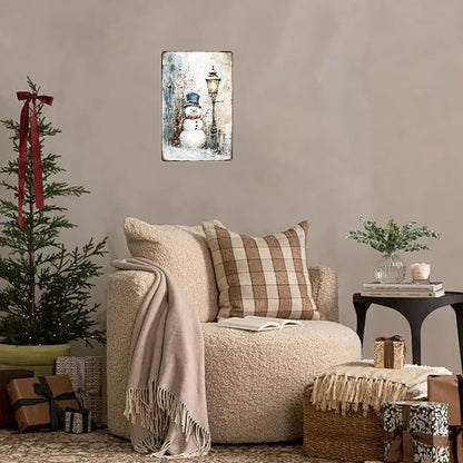 Snowman Sign Winter Vintage Metal Signs Aluminum Tin Signs for Farmhouse Outdoor Home Yard Garden Bar 12×8 Inch