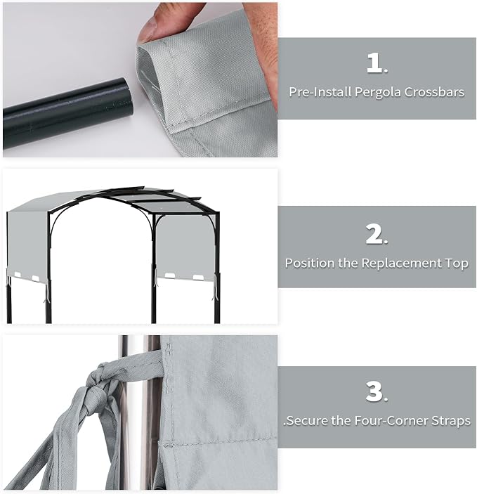 85"x 208" Universal Pergola Shade Cover, Garden Shade Replacement for 17x7.4 Ft Outdoor Pergola Structure, Patio Gazebo Canopy, Porch, Balcony Waterproof Top (Cover Only, Light Gray)