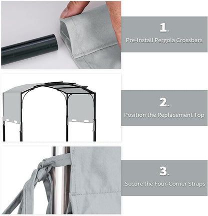 85"x 208" Universal Pergola Shade Cover, Garden Shade Replacement for 17x7.4 Ft Outdoor Pergola Structure, Patio Gazebo Canopy, Porch, Balcony Waterproof Top (Cover Only, Light Gray)