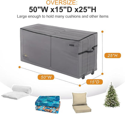 NettyPro Rolling Cushion Storage Bags with Wheel and Handle, Large Storage Container for Furniture Pillow Christmas Tree 7.5 Ft, 50 x 15 x 25 Inch, Grey
