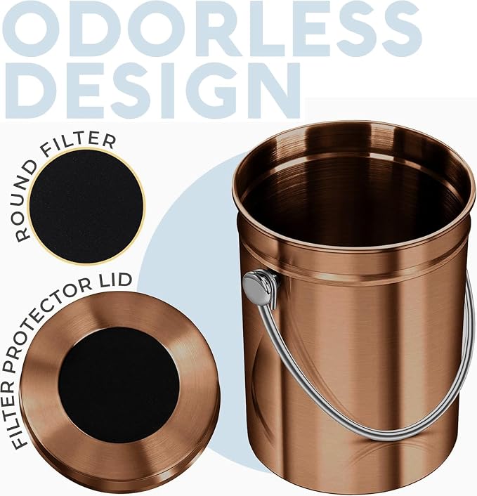 EPICA Countertop Compost Bin Kitchen | 1.3 Gallon | Odorless Composting Bin with Carbon Filters | Indoor Compost Bin with Lid | Stainless Steel Kitchen Composter for Food Scraps & Waste Recycling