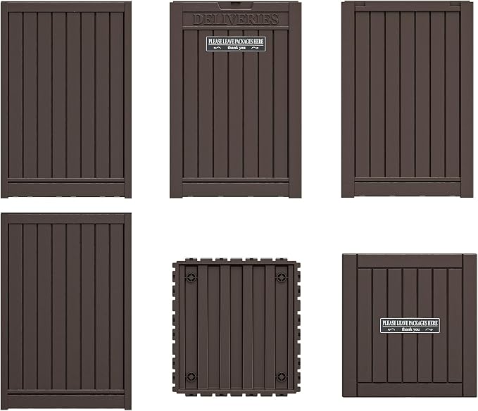 LHBGO Package Delivery Box for Outside with Sticker, 48 Gallon Storage with Lockable Secure, Large Double Wall Resin Outdoor Package Delivery Waterproof Deck