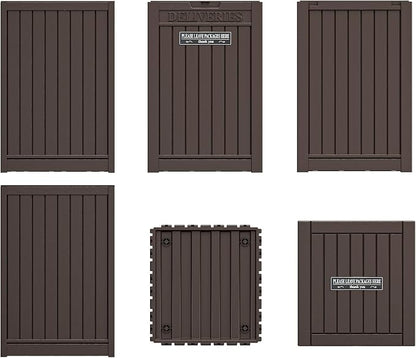 LHBGO Package Delivery Box for Outside with Sticker, 48 Gallon Storage with Lockable Secure, Large Double Wall Resin Outdoor Package Delivery Waterproof Deck
