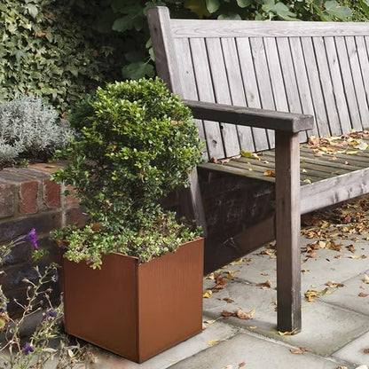 Corten Steel Planter Box Metal Planters Square Outdoor Steel Planter Cube Rustic Planter 16 Inch for Commercial Residential Garden Patio and Backyard