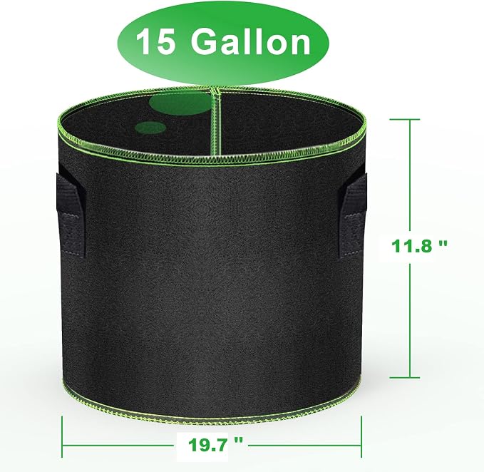 MEKOLIFE Grow Bags-15 Gallon, Garden Plant Bags with Handles, Thickened Nonwoven Fabric Aeration Planting Pots, Vegetable Gardening Fabric pots with Plant Tags & Seedling Bags(6Pack Potato Grow Bags)