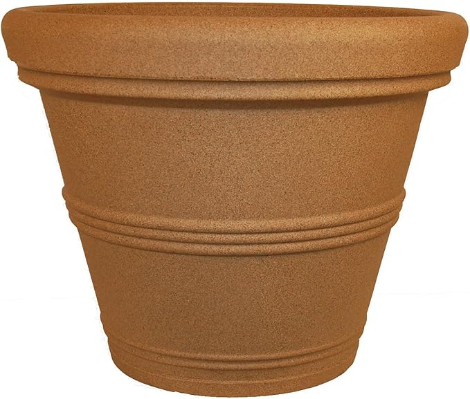 Tusco Products RR20SS Classic Rolled Rim Garden Planter, 20", Sandstone
