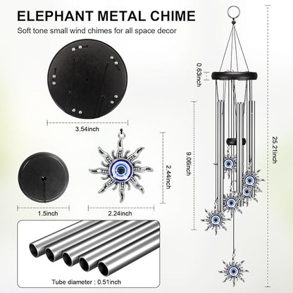 Virekm Windchimes Outdoors,Wind Chimes for Outside Clearance, Wind Chime with Natural Sounds, Outdoor/Indoor Decorations for Patio, Porch, Backyard and Garden Decor (Sun Evil Eyes)