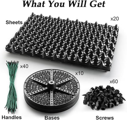 RooTrimmer 5 Gallon Air Pruning Containers, Roots Control Planter New Plastic Nursery Pots Fruit Vegetable Orchard Garden Self-Planting Pots, Size 12"x12", Black, (10P)