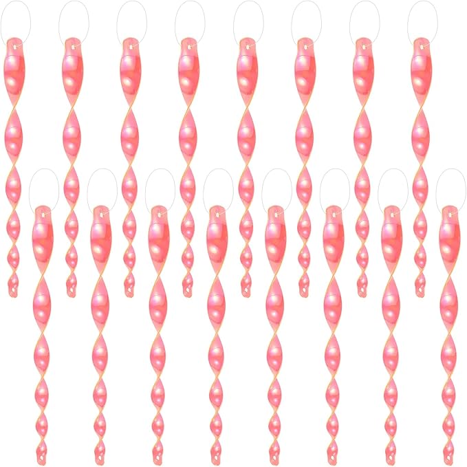 M METERXITY 16-Pack Bird Reflective Rods 11.5 Inch Spiral Bird Scare Rods Hanging Birds Deterrent Device for Yard/Patio/Garden/Farm/Decoration [Pink]