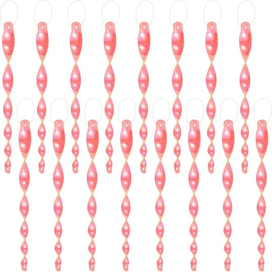 M METERXITY 16-Pack Bird Reflective Rods 11.5 Inch Spiral Bird Scare Rods Hanging Birds Deterrent Device for Yard/Patio/Garden/Farm/Decoration [Pink]