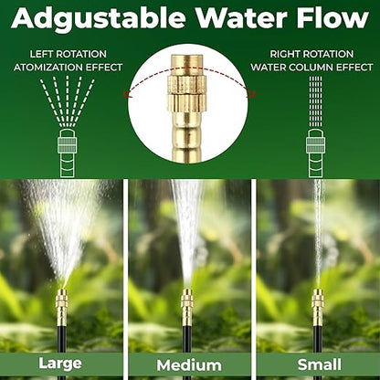 120FT Drip Irrigation System for Garden: Quick Connect 1/4" PE Tubing 18Pcs Automatic Water Sprinkler Kit Adjustable Misting Part Watering Hose, Outdoor Raised Bed Plants Flower Yard Greenhouse