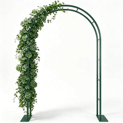 Thickened Metal Garden Arch with Detachable Base, 16mm Rust-Resistant Archway for Climbing Plants, Dual Size Convertible Arbor for Wedding & Party & Garden Decoration