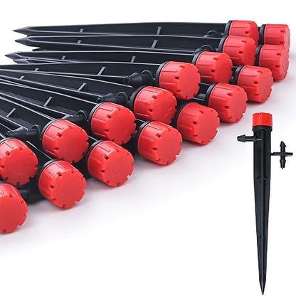 Drip Emitters for 1/4" Tubing: 360° Adjustable Irrigation Dripper, 50pcs | Includes 1/4" Barbed Coupling Fitting - 1/4" Drip Emitter for Drip Irrigation System Kits, Greenhouses – for Home Gardeners