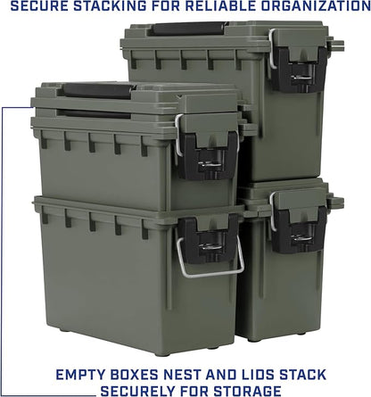 Sheffield 12626 Ammo Storage Box, Stackable .30 Cal Field Boxes, Water and Dust Resistant, Lockable Storage Box with Handle, Secures Hunting Gear, Supplies, and Bullets, Made in USA, Green, 1-Pack | Lockable Storage Box, Water and Dust Resistant Dry Bo...