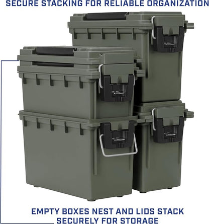 Sheffield Ammo Box Made in USA, Stackable Lockable Ammo Storage Box, Green | 2 Pack Lockable Storage Box, Water & Dust Resistant Dry Box, Secures Hunting Gear, Gun Accessories, Supplies, Bullets