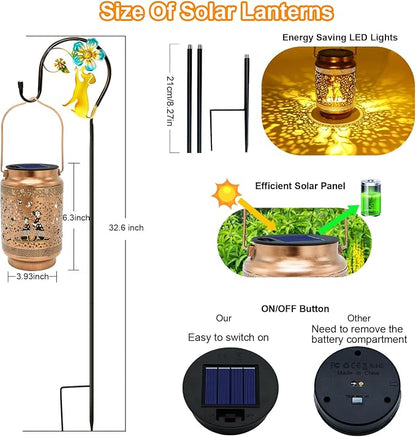 Dog Solar Lanterns Outdoor Waterproof Solar Garden Decor, Birthday Gifts for Women Mom Grandma, Metal Hanging Lights with Shepherd Hook for Outside Yard Patio Pathway Backyard Porch