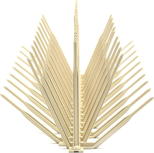 Bird B Gone - Tan Plastic Anti Bird Spikes (24') - Humane Deterrent - Stops Pigeons & Birds from Roosting - UV-Stabilized Polycarbonate - for Rooftops, Ledges, Fences, Etc - Made in USA