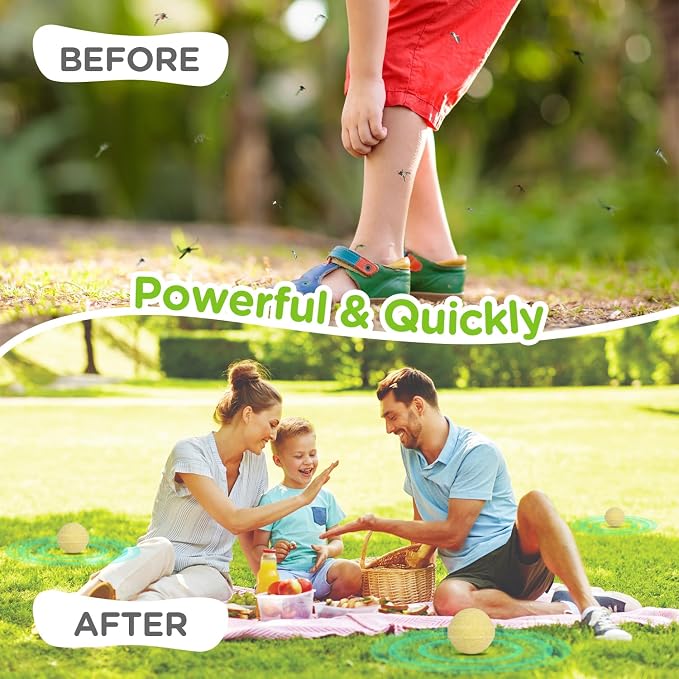 Mosquito Repellent, Mosquito Repellent Outdoor Patio Powerful, Mosquites Deterrent for Yard, Camping,Hiking, Picnicking Child&Pets Friendly