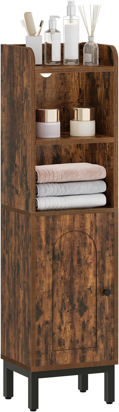 Hzuaneri Bathroom Storage Cabinet, Small Corner Floor Cabinet with Door and Shelves, Narrow Toilet Paper Holder, Bathroom Organizer with Adjustable Shelf, for Small Spaces, Rustic Brown BC38201BV1