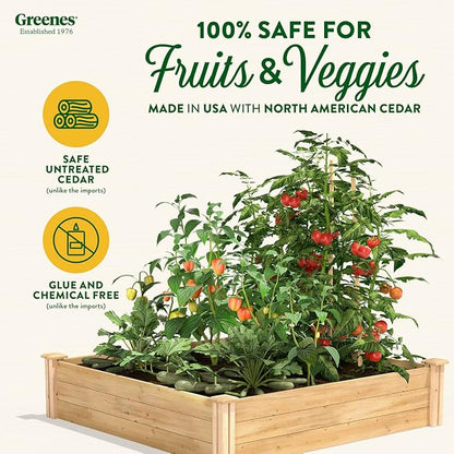 Greenes Fence Premium Cedar Raised Garden Bed, 4' x 4' x 10.5" (3/4" Thick) (2-Pack) - Made in USA with North American Cedar