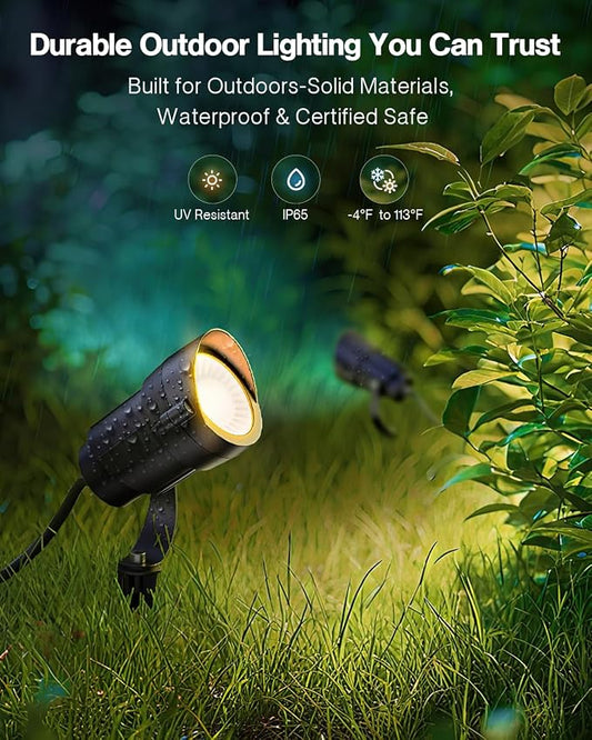 HIBOITEC 12W Landscape Lighting Kit with 200W Low Voltage Transformer, Dusk to Dawn & Timer, 2900K Wired Waterproof LED Outdoor Spotlights for Yard Garden Tree House, Wire Sold Separately, 12 Packs