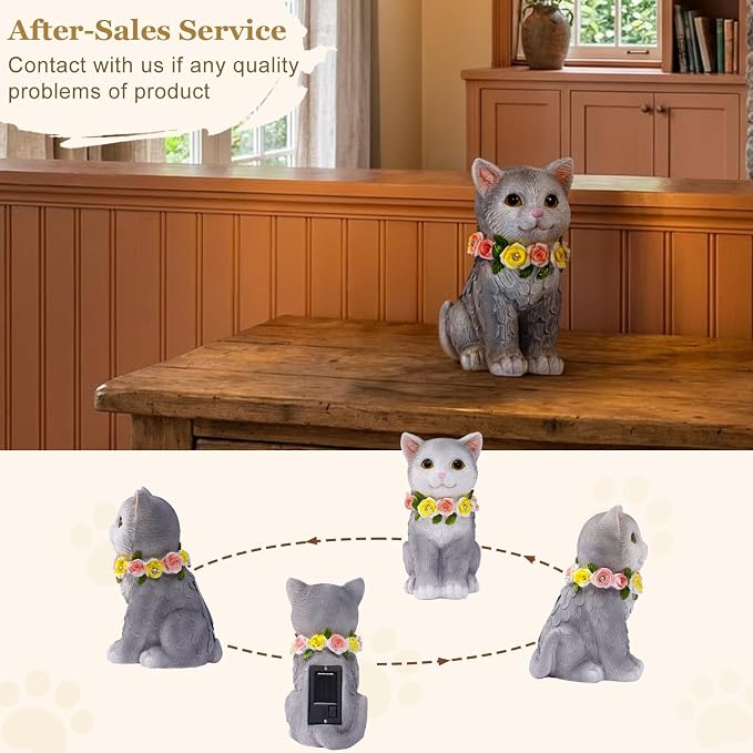 Garden Statue Cat Figurine Decor – Outdoor Decoration for Garden Yard Lawn Home Decor Outside : Fahters Day Memorial Gifts