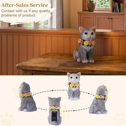 Garden Statue Cat Figurine Decor – Outdoor Decoration for Garden Yard Lawn Home Decor Outside : Fahters Day Memorial Gifts
