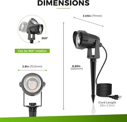 L LOHAS LED Dusk to Dawn Plug in Spot Lights Outdoor, Warm White, 1 Pack | Dusk to Dawn Sensor, 5W 120V 450LM, 9.84-ft Cord, IP66 Waterproof, UL Listed Pathway Garden Outside Lights