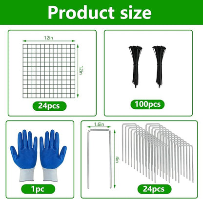 8 Pack Plant Protectors from Animals, 12''x12'' Metal Plant Cages for Outdoor Plants, Garden Plant Protector with Stakes & Zip Ties, Keep Rabbits Squirrels Out, Plant Cage for Flowers Vegetables
