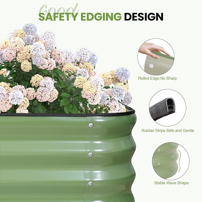 5-in-1 Adjustable Raised Garden Bed Kit | Galvanized Planter Boxes for Vegetables, Flowers | 12" Tall, Multiple Sizes (8x2x1ft, 9x1x1ft, 5x5x1ft, 6x4x1ft, 7x3x1ft) | Outdoor Metal Raised Bed, Green
