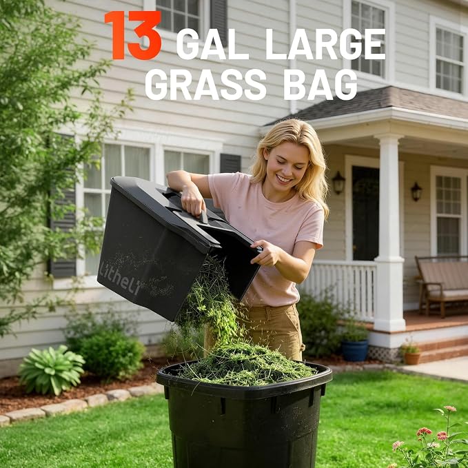 Litheli 40V Battery Lawn Mower 16″, Cordless Electric Mower with Brushless Motor, 6 Cutting Positions, 50L Grass Box, 2×5.0Ah Batteries & Charger for Medium Yards