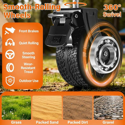 Wagons Carts Foldable, 500 lb 220L Collapsible Wagon with Brakes | Heavy folding wagon for groceries, camping, beach, outdoor hauling; large storage, brake control and compact folding design