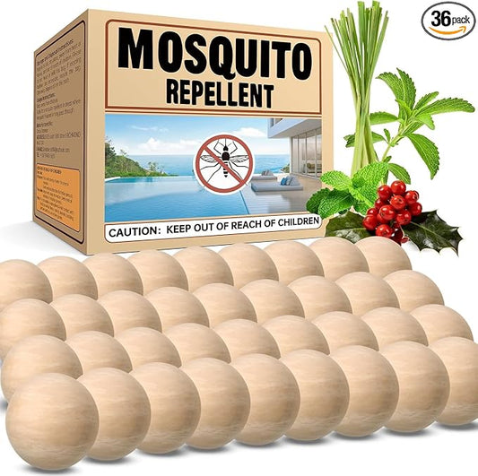 Mosquito Repellent for Patio, Mosquito Repellent 36 Balls for Indoor Use, Natural Mosquito Control for Yard Garden, Camping - Long Lasting Outdoor Mosquito Deterrent for Room