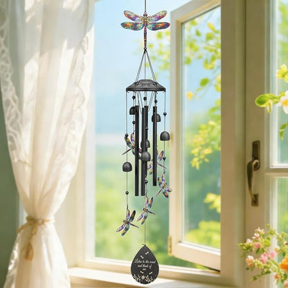 Dragonfly Wind Chimes Outdoor Durable Metal Windchimes Garden Patio Decor | Dragonfly Gifts for Women/Men, Garden/Yard Decor, Memorial/Birthday Gifts for Grandma/Mom, Chimes for Outside