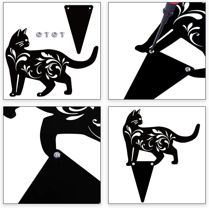 URATOT 3 Pack Metal Cat Garden Statues Black Cat Silhouette Cats Decorative Stakes Garden Outdoor Statues Animal Stakes for Yard Decor and Lawn Ornaments