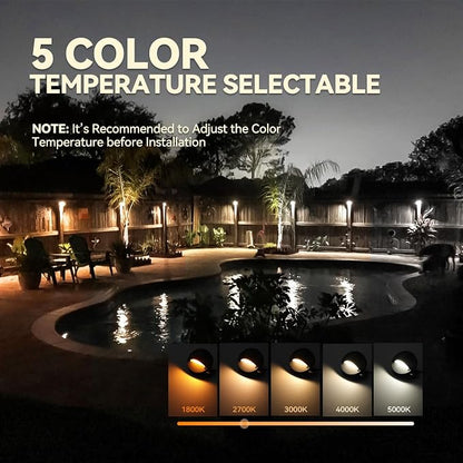 LEONLITE 6-Pack 5CCT 3.74inch Low Voltage LED Deck Lights, Black | 180LM, 12-24V AC/DC, CRI90, UL Listed, Die-cast Aluminum Housing, Frosted Glass Lens, 1800K/2700K/3000K/4000K/5000K