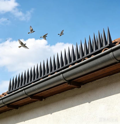 Weatherproof Plastic Bird Deterrent Spikes 12 Pack 45cm, Keep Pigeons, Squirrels, Stray Cats & Raccoons Away, Outdoor Protection for Fence, Villa & Building, Free Glue and Zip Ties Included