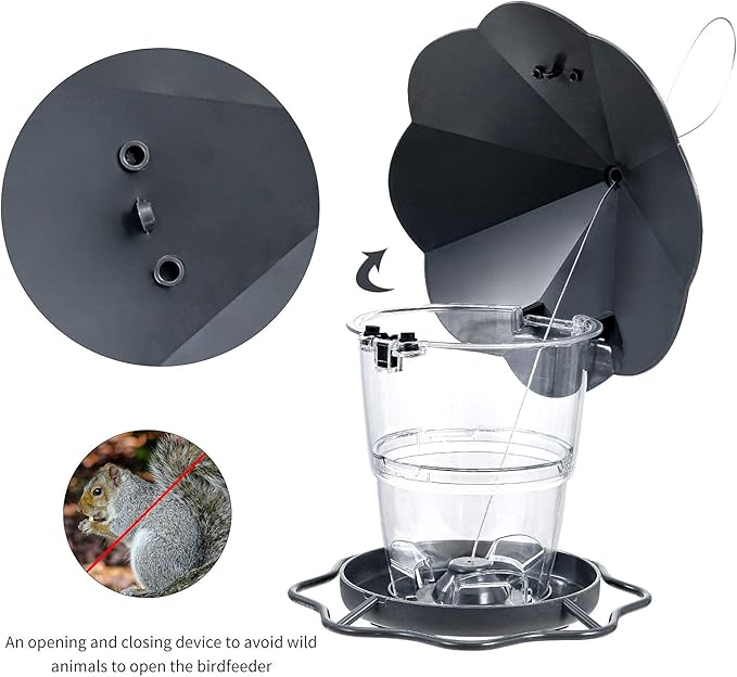 Bird Feeder Outdoor Hanging for Wild Bird Seed, Grey