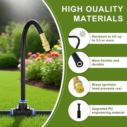 50FT Drip Irrigation System,Everything You Need for Patio & Garden Watering – 15 Nozzles, Easy-Set Timer, and 5/16 Inch Hose for Greenhouse or Lawn Care