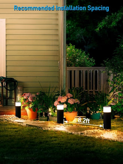 LEONLITE 4-Pack Low Voltage Bollard Pathway Lights, 5W 400LM, 3000K | 12V-24V AC/DC, IP65 Waterproof, Cast Aluminum, Warm White, LED Landscape Lighting for Walkway Yard Garden