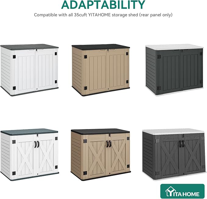 YITAHOME Resin Storage Shed Shelves for 35 Cuft Horizontal Storage Sheds, 47 in x 12.6 in Waterproof Rack with 8 Screws for 4x2.5 Ft Horizontal Garden Storage Accessories, Easy Assembly, 2PCS, Gray