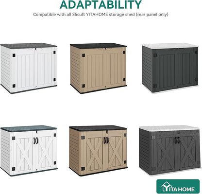 YITAHOME Resin Storage Shed Shelves for 35 Cuft Horizontal Storage Sheds, 47 in x 12.6 in Waterproof Rack with 8 Screws for 4x2.5 Ft Horizontal Garden Storage Accessories, Easy Assembly, 2PCS, Gray